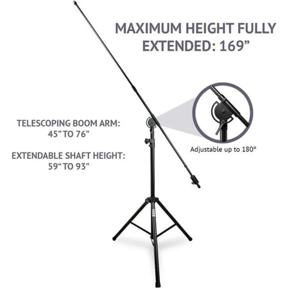 SMT-1 Professional Mic Stand Heavy Duty 93” Studio Overhead Boom Stand 76”